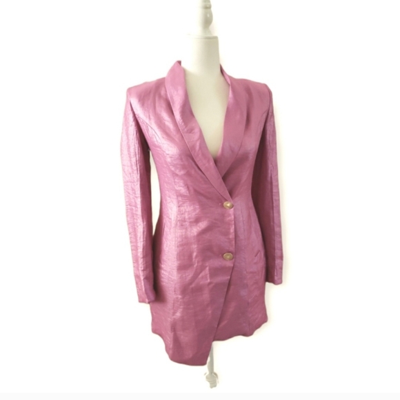 NWT Pretty Little Thing Silky Pink Blazer Dress - Picture 2 of 5